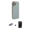 MARSİLYAN™- iPhone 13 Pro Max Kılıf Yankı Serisi - Siyah 3D Antistatik Hayalet Cam Ekran Koruyucu + Renkli Kamera Lens Koruma Cam - SI