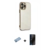 MARSİLYAN™- iPhone 13 Pro Max Kılıf Yankı Serisi - Siyah 3D Antistatik Hayalet Cam Ekran Koruyucu + Shine Kamera Lens Koruma Cam - MI