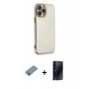 MARSİLYAN™- iPhone 13 Pro Max Kılıf Yankı Serisi - Siyah 3D Antistatik Hayalet Cam Ekran Koruyucu + Shine Kamera Lens Koruma Cam - GI