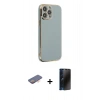 MARSİLYAN™- iPhone 13 Pro Max Kılıf Yankı Serisi - Siyah 3D Antistatik Hayalet Cam Ekran Koruyucu + Renkli Kamera Lens Koruma Cam - TU