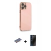 MARSİLYAN™- iPhone 13 Pro Max Kılıf Yankı Serisi - Siyah 3D Antistatik Hayalet Cam Ekran Koruyucu + Renkli Kamera Lens Koruma Cam - TU