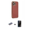 MARSİLYAN™- iPhone 13 Pro Max Kılıf Yankı Serisi - Siyah 3D Antistatik Hayalet Cam Ekran Koruyucu + Renkli Kamera Lens Koruma Cam - TU
