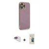 MARSİLYAN™- iPhone 13 Pro Max Kılıf Yankı Serisi - Siyah 6D Mat Seramik Hayalet Nano Ekran Koruyucu + Pers Alüminyum Kamera Lens - GI
