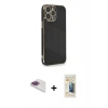 MARSİLYAN™- iPhone 13 Pro Max Kılıf Yankı Serisi - Siyah 6D Mat Seramik Hayalet Nano Ekran Koruyucu + Pers Alüminyum Kamera Lens - GI