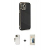 MARSİLYAN™- iPhone 13 Pro Max Kılıf Yankı Serisi - Siyah 6D Mat Seramik Hayalet Nano Ekran Koruyucu + Shine Kamera Lens - GD