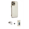 MARSİLYAN™- iPhone 13 Pro Max Kılıf Yankı Serisi - Siyah 6D Mat Seramik Hayalet Nano Ekran Koruyucu + Gold Pers Alüminyum Kamera Lens