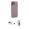 MARSİLYAN™- iPhone 13 Pro Max Kılıf Yankı Serisi - Siyah 6D Mat Seramik Hayalet Nano Ekran Koruyucu + Pers Alüminyum Kamera Lens - LT