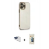 MARSİLYAN™- iPhone 13 Pro Max Kılıf Yankı Serisi - Siyah 6D Mat Seramik Hayalet Nano Ekran Koruyucu + Pers Alüminyum Kamera Lens - LT