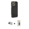 MARSİLYAN™- iPhone 13 Pro Max Kılıf Yankı Serisi - Siyah 6D Mat Seramik Hayalet Nano Ekran Koruyucu + Rainbow Kamera Lens Koruma Cam - MI