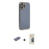 MARSİLYAN™- iPhone 13 Pro Max Kılıf Yankı Serisi - Siyah 6D Mat Seramik Hayalet Nano Ekran Koruyucu + Mavi Renkli Kamera Lens Koruma Cam