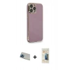 MARSİLYAN™- iPhone 13 Pro Max Kılıf Yankı Serisi - Siyah 6D Mat Seramik Hayalet Nano Ekran Koruyucu + Rainbow Kamera Lens Koruma Cam - MI
