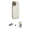MARSİLYAN™- iPhone 13 Pro Max Kılıf Yankı Serisi - Siyah 6D Mat Seramik Hayalet Nano Ekran Koruyucu + Mavi Renkli Kamera Lens Koruma Cam