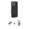 MARSİLYAN™- iPhone 13 Pro Max Kılıf Yankı Serisi - Siyah 6D Mat Seramik Hayalet Nano Ekran Koruyucu + Shine Kamera Lens Koruma Cam - PE