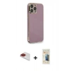 MARSİLYAN™- iPhone 13 Pro Max Kılıf Yankı Serisi - Siyah 6D Mat Seramik Hayalet Nano Ekran Koruyucu + Pers Alüminyum Kamera Lens - KI