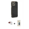 MARSİLYAN™- iPhone 13 Pro Max Kılıf Yankı Serisi - Siyah 6D Mat Seramik Hayalet Nano Ekran Koruyucu + Pers Alüminyum Kamera Lens - KI