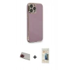 MARSİLYAN™- iPhone 13 Pro Max Kılıf Yankı Serisi - Siyah 6D Mat Seramik Hayalet Nano Ekran Koruyucu + Rainbow Kamera Lens Koruma Cam - KI