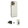 MARSİLYAN™- iPhone 13 Pro Max Kılıf Yankı Serisi - Siyah 6D Mat Seramik Hayalet Nano Ekran Koruyucu + Raze Metal Kamera Lens - GD