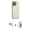 MARSİLYAN™- iPhone 13 Pro Max Kılıf Yankı Serisi - Siyah 6D Mat Seramik Hayalet Nano Ekran Koruyucu + Pers Alüminyum Kamera Lens - SABE