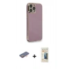 MARSİLYAN™- iPhone 13 Pro Max Kılıf Yankı Serisi - Siyah 6D Mat Seramik Hayalet Nano Ekran Koruyucu + Renkli Kamera Lens Koruma Cam - TU