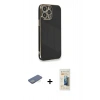 MARSİLYAN™- iPhone 13 Pro Max Kılıf Yankı Serisi - Siyah 6D Mat Seramik Hayalet Nano Ekran Koruyucu + Yeşil Renkli Kamera Lens Koruma Cam