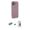MARSİLYAN™- iPhone 13 Pro Max Kılıf Yankı Serisi - Siyah 6D Mat Seramik Hayalet Nano Ekran Koruyucu + Yeşil Renkli Kamera Lens Koruma Cam