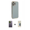 MARSİLYAN™- iPhone 13 Pro Max Kılıf Yankı Serisi - Siyah 6D Mat Seramik Hayalet Nano Ekran Koruyucu + Yeşil Neon Fosforlu Kamera Lens