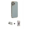 MARSİLYAN™- iPhone 13 Pro Max Kılıf Yankı Serisi - Siyah Bilvis 3D Cam Ekran Koruyucu + Beyaz Rainbow Kamera Lens Koruma Cam