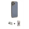 MARSİLYAN™- iPhone 13 Pro Max Kılıf Yankı Serisi - Siyah Bilvis 3D Cam Ekran Koruyucu + Beyaz Rainbow Kamera Lens Koruma Cam