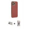 MARSİLYAN™- iPhone 13 Pro Max Kılıf Yankı Serisi - Siyah Bilvis 3D Cam Ekran Koruyucu + Beyaz Rainbow Kamera Lens Koruma Cam