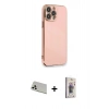 MARSİLYAN™- iPhone 13 Pro Max Kılıf Yankı Serisi - Siyah Bilvis 3D Cam Ekran Koruyucu + Beyaz Rainbow Kamera Lens Koruma Cam