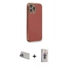 MARSİLYAN™- iPhone 13 Pro Max Kılıf Yankı Serisi - Siyah Bilvis 3D Cam Ekran Koruyucu + Rainbow Kamera Lens Koruma Cam - MR