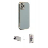 MARSİLYAN™- iPhone 13 Pro Max Kılıf Yankı Serisi - Siyah Bilvis 3D Cam Ekran Koruyucu + Rainbow Kamera Lens Koruma Cam - MR