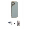 MARSİLYAN™- iPhone 13 Pro Max Kılıf Yankı Serisi - Siyah Bilvis 3D Cam Ekran Koruyucu + Pers Alüminyum Kamera Lens - LT