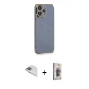 MARSİLYAN™- iPhone 13 Pro Max Kılıf Yankı Serisi - Siyah Bilvis 3D Cam Ekran Koruyucu + Pers Alüminyum Kamera Lens - SABE
