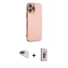 MARSİLYAN™- iPhone 13 Pro Max Kılıf Yankı Serisi - Siyah Bilvis 3D Cam Ekran Koruyucu + Pers Alüminyum Kamera Lens - LT