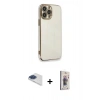 MARSİLYAN™- iPhone 13 Pro Max Kılıf Yankı Serisi - Siyah Bilvis 3D Cam Ekran Koruyucu + Pers Alüminyum Kamera Lens - LT