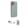 MARSİLYAN™- iPhone 13 Pro Max Kılıf Yankı Serisi - Siyah Bilvis 3D Cam Ekran Koruyucu + Pers Alüminyum Kamera Lens - GI
