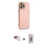 MARSİLYAN™- iPhone 13 Pro Max Kılıf Yankı Serisi - Siyah Bilvis 3D Cam Ekran Koruyucu + Pers Alüminyum Kamera Lens - KI