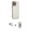 MARSİLYAN™- iPhone 13 Pro Max Kılıf Yankı Serisi - Siyah Bilvis 3D Cam Ekran Koruyucu + Pers Alüminyum Kamera Lens - SABE
