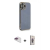 MARSİLYAN™- iPhone 13 Pro Max Kılıf Yankı Serisi - Siyah Bilvis 3D Cam Ekran Koruyucu + Pers Alüminyum Kamera Lens - GI