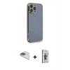 MARSİLYAN™- iPhone 13 Pro Max Kılıf Yankı Serisi - Siyah Bilvis 3D Cam Ekran Koruyucu + Pers Alüminyum Kamera Lens - GD