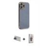 MARSİLYAN™- iPhone 13 Pro Max Kılıf Yankı Serisi - Siyah Bilvis 3D Cam Ekran Koruyucu + Rainbow Kamera Lens Koruma Cam - MI