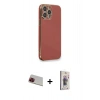 MARSİLYAN™- iPhone 13 Pro Max Kılıf Yankı Serisi - Siyah Bilvis 3D Cam Ekran Koruyucu + Rainbow Kamera Lens Koruma Cam - KI