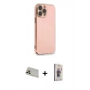 MARSİLYAN™- iPhone 13 Pro Max Kılıf Yankı Serisi - Siyah Bilvis 3D Cam Ekran Koruyucu + Rainbow Kamera Lens Koruma Cam - REGD