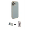 MARSİLYAN™- iPhone 13 Pro Max Kılıf Yankı Serisi - Siyah Bilvis 3D Cam Ekran Koruyucu + Rainbow Kamera Lens Koruma Cam - MI