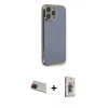MARSİLYAN™- iPhone 13 Pro Max Kılıf Yankı Serisi - Siyah Bilvis 3D Cam Ekran Koruyucu + Rainbow Kamera Lens Koruma Cam - KI
