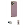 MARSİLYAN™- iPhone 13 Pro Max Kılıf Yankı Serisi - Siyah Bilvis 3D Cam Ekran Koruyucu + Rainbow Kamera Lens Koruma Cam - MI