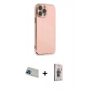 MARSİLYAN™- iPhone 13 Pro Max Kılıf Yankı Serisi - Siyah Bilvis 3D Cam Ekran Koruyucu + Rainbow Kamera Lens Koruma Cam - MI