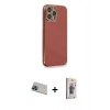 MARSİLYAN™- iPhone 13 Pro Max Kılıf Yankı Serisi - Siyah Bilvis 3D Cam Ekran Koruyucu + Rainbow Kamera Lens Koruma Cam - MI