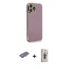 MARSİLYAN™- iPhone 13 Pro Max Kılıf Yankı Serisi - Siyah Bilvis 3D Cam Ekran Koruyucu + Renkli Kamera Lens Koruma Cam - TU